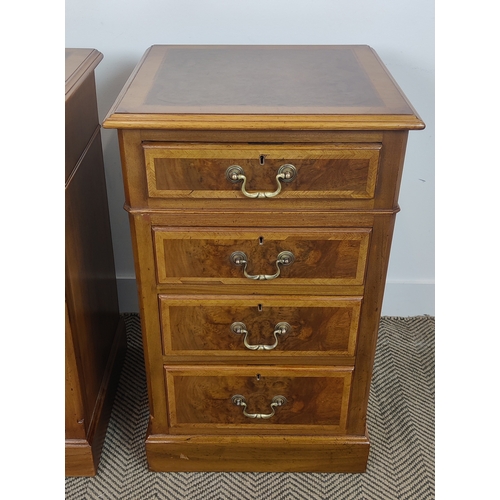 451 - SIDE CHESTS, a pair, 19th century style burr walnut with four graduated drawers, 77cm H x 46cm W x 4... 