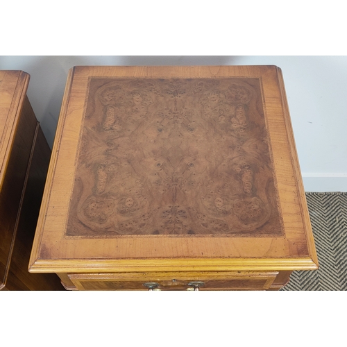 451 - SIDE CHESTS, a pair, 19th century style burr walnut with four graduated drawers, 77cm H x 46cm W x 4... 