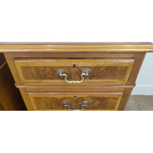 451 - SIDE CHESTS, a pair, 19th century style burr walnut with four graduated drawers, 77cm H x 46cm W x 4... 