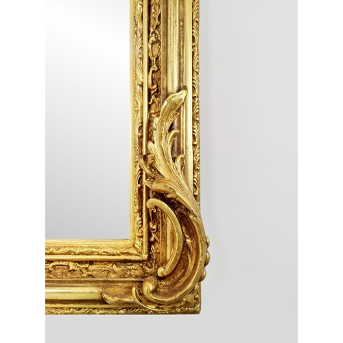 454 - OVERMANTEL, gilt frame with bird decorated crest, 160cm H x 65cm W.