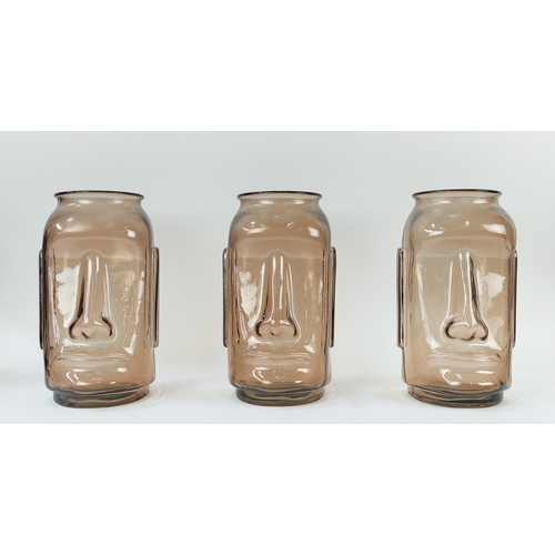 459 - RAPA NUI STYLE VASES, a set of three, 34.5cm H. (3)