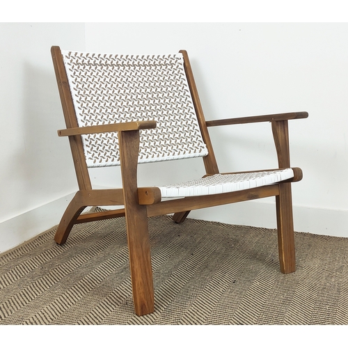 461 - ARMCHAIR, 1960s Danish style, faux rattan seat and back, 65cm W.