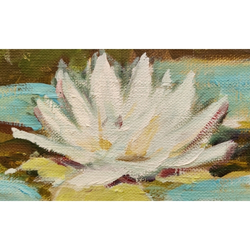 70 - ALEXANDR SHEVCHUK (XXI Century), 'Lily pond', oil on canvas, 49cm x 69cm.