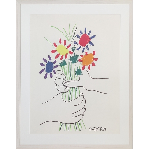 75 - AFTER PABLO PICASSO, 'Dove of peace', off set lithograph, 61cm x 48cm, editions combat pour framed L... 