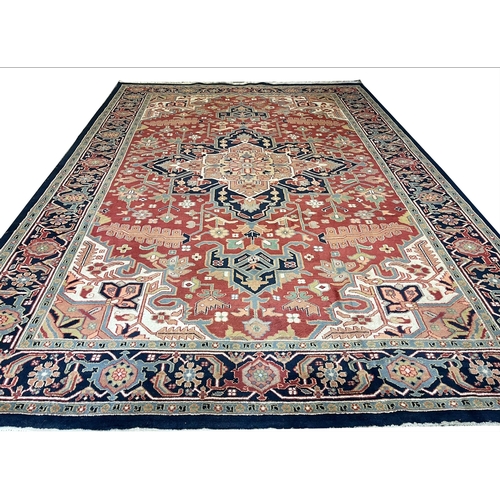 83 - VINTAGE INDO PERSIAN HERIZ CARPET, 420cm x 300cm.