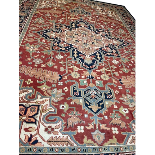 83 - VINTAGE INDO PERSIAN HERIZ CARPET, 420cm x 300cm.