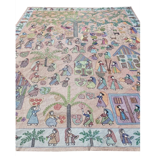 87 - SUZANI SILKWORK WALL HANGING, 273cm x 220cm.