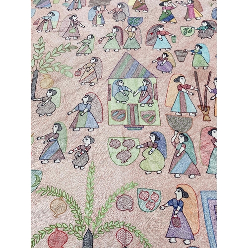 87 - SUZANI SILKWORK WALL HANGING, 273cm x 220cm.