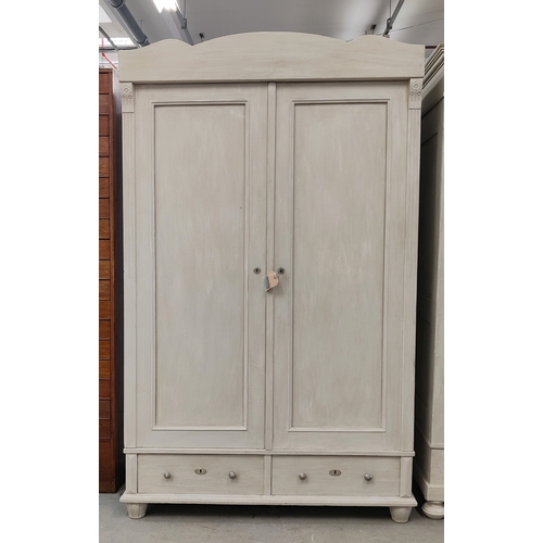 98 - ARMOIRE, 19th century French traditionally grey painted, 205cm H x 120cm W x 62cm D.