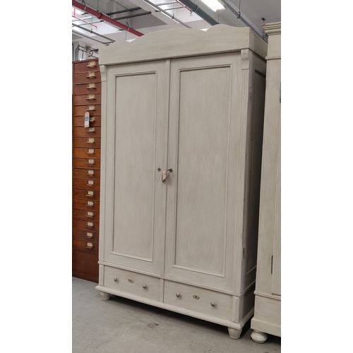 98 - ARMOIRE, 19th century French traditionally grey painted, 205cm H x 120cm W x 62cm D.