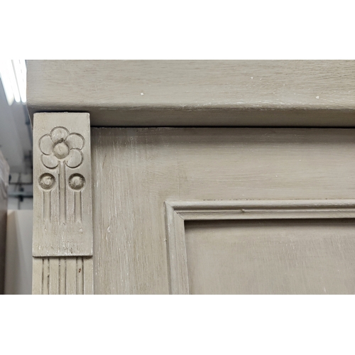 98 - ARMOIRE, 19th century French traditionally grey painted, 205cm H x 120cm W x 62cm D.