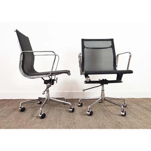 414 - AFTER CHARLES AND RAY EAMES ALUMINIUM GROUP STYLE CHAIRS, a pair, 93cm H at tallest approx. (2)