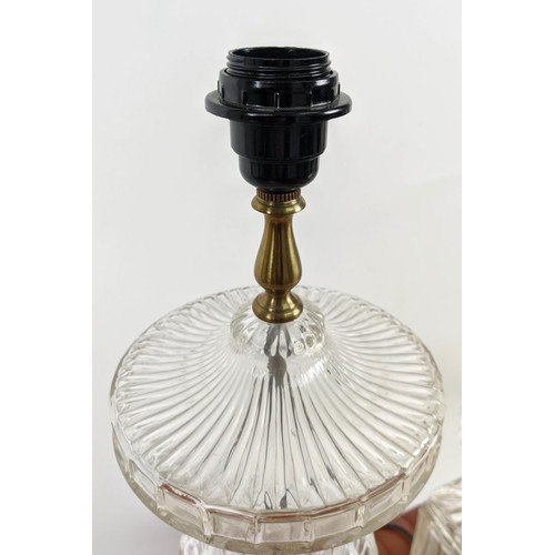 438 - TABLE LAMPS, a pair, glass urn form, 60cm H.