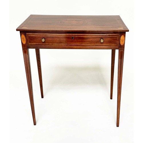 111 - WRITING TABLE, late 19th century George III design mahogany crossbanded, line and marquetry inlaid w... 