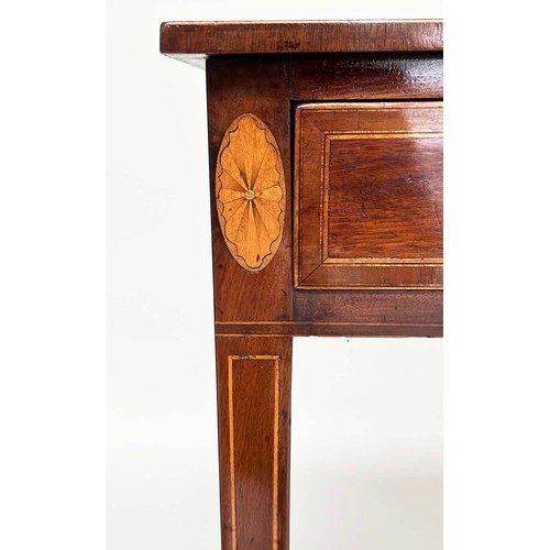 111 - WRITING TABLE, late 19th century George III design mahogany crossbanded, line and marquetry inlaid w... 