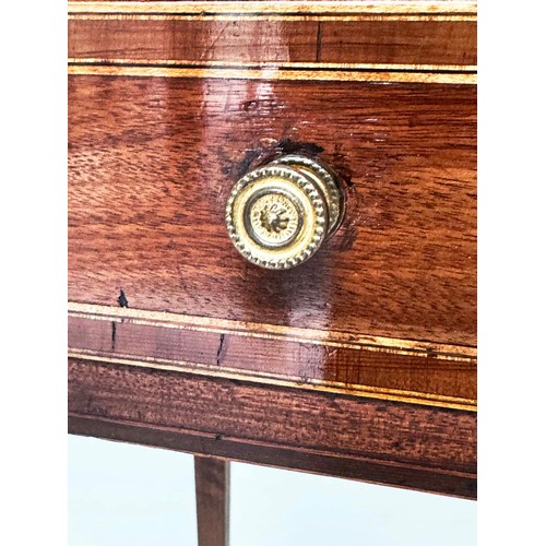 111 - WRITING TABLE, late 19th century George III design mahogany crossbanded, line and marquetry inlaid w... 