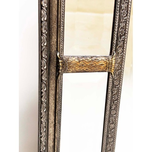 112 - WALL MIRROR, Georgian style with silvered and giltwood frame with bevelled centre and marginal plate... 