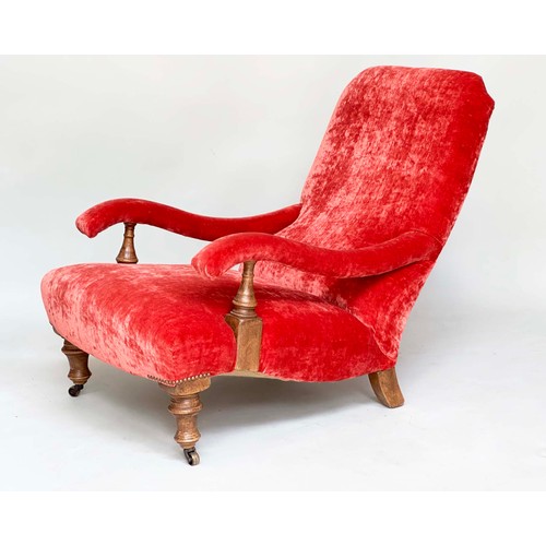 110 - ARMCHAIRS, a pair, Howard style and George Smith manner with dusty pink velvet chenille upholstery, ... 