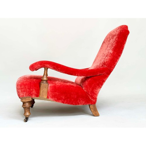 110 - ARMCHAIRS, a pair, Howard style and George Smith manner with dusty pink velvet chenille upholstery, ... 