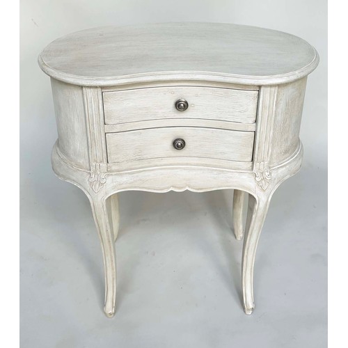 115 - LAMP TABLES, a pair, French Louis XV style, traditionally grey painted each with two drawers and sha... 