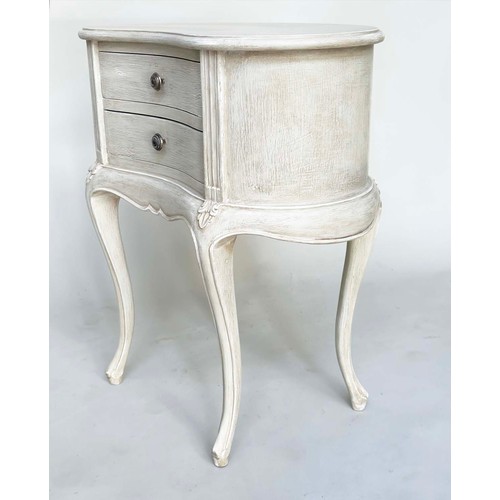 115 - LAMP TABLES, a pair, French Louis XV style, traditionally grey painted each with two drawers and sha... 