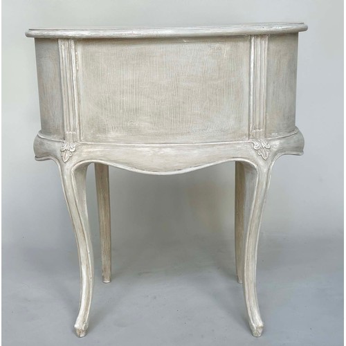 115 - LAMP TABLES, a pair, French Louis XV style, traditionally grey painted each with two drawers and sha... 