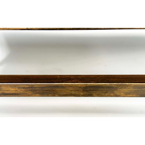 118 - LOW TABLE, Italian rectangular travertine mosaic raised upon gilt metal supports, 44cm H x 117cm W x... 