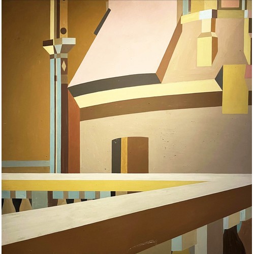 62 - JAMES ARNOLD MARTIN (1931-2015), 'Architectural Abstract', oil on board, 120cm x 120cm.