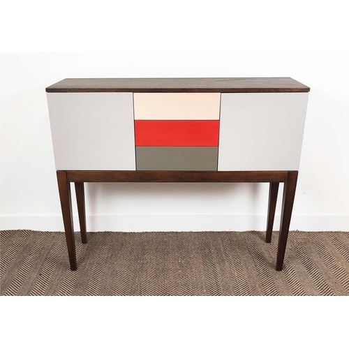 490 - SIDEBOARD, with three drawers flanked by two cabinets, 120cm x 33cm x 100.5cm.