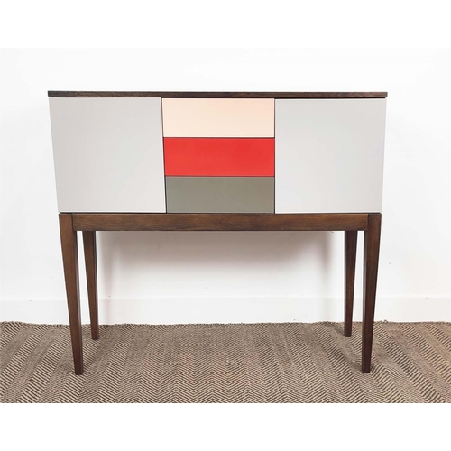 490 - SIDEBOARD, with three drawers flanked by two cabinets, 120cm x 33cm x 100.5cm.