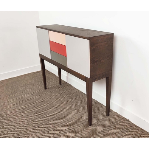 490 - SIDEBOARD, with three drawers flanked by two cabinets, 120cm x 33cm x 100.5cm.