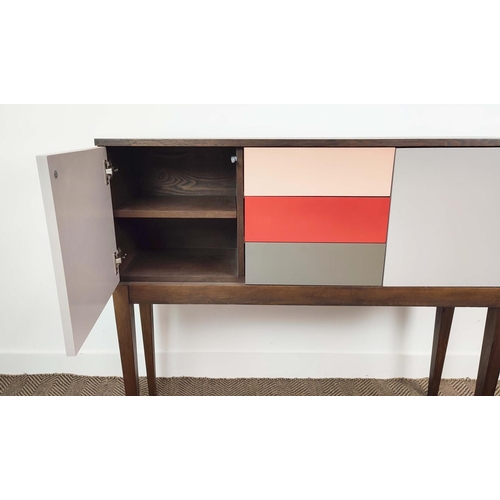 490 - SIDEBOARD, with three drawers flanked by two cabinets, 120cm x 33cm x 100.5cm.