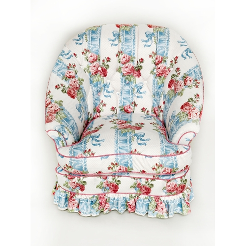 172 - ARMCHAIR, early 20th century country house style, Kath Kidston fabric upholstered with button back, ... 