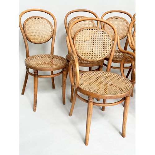 179 - KITCHEN CHAIRS, a set of six, beech framed and cane panelled, including two armchairs by Dinette,  9... 