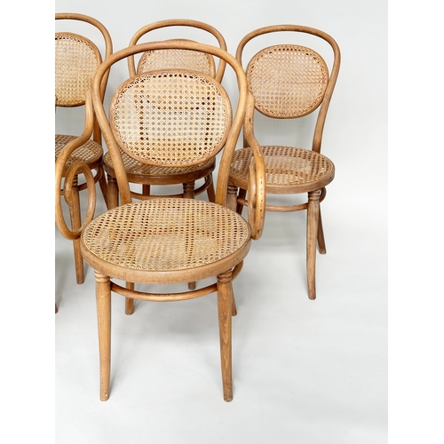 179 - KITCHEN CHAIRS, a set of six, beech framed and cane panelled, including two armchairs by Dinette,  9... 