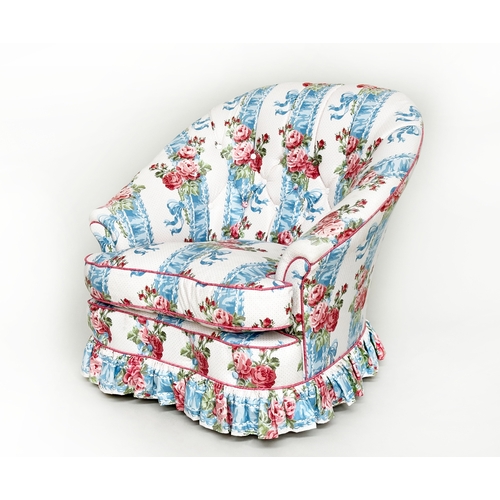 172 - ARMCHAIR, early 20th century country house style, Kath Kidston fabric upholstered with button back, ... 