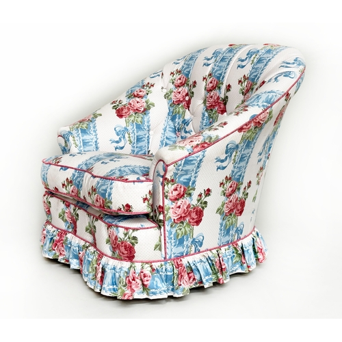 172 - ARMCHAIR, early 20th century country house style, Kath Kidston fabric upholstered with button back, ... 