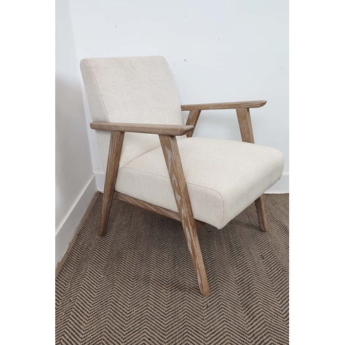 459 - ARMCHAIR, 1960s Danish style, neutral fabric upholstered, 60cm W approx.