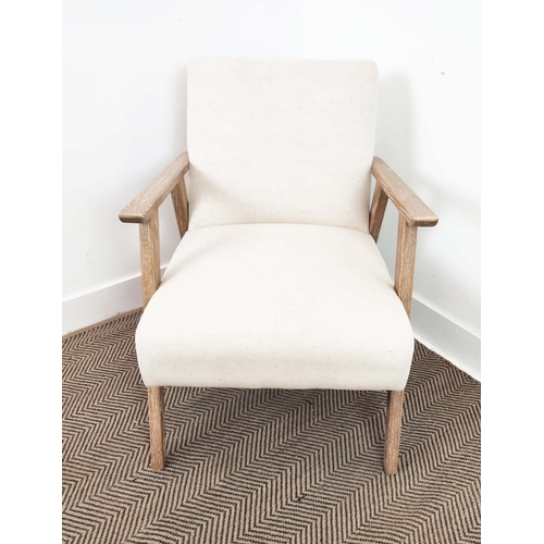 459 - ARMCHAIR, 1960s Danish style, neutral fabric upholstered, 60cm W approx.