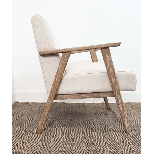 459 - ARMCHAIR, 1960s Danish style, neutral fabric upholstered, 60cm W approx.