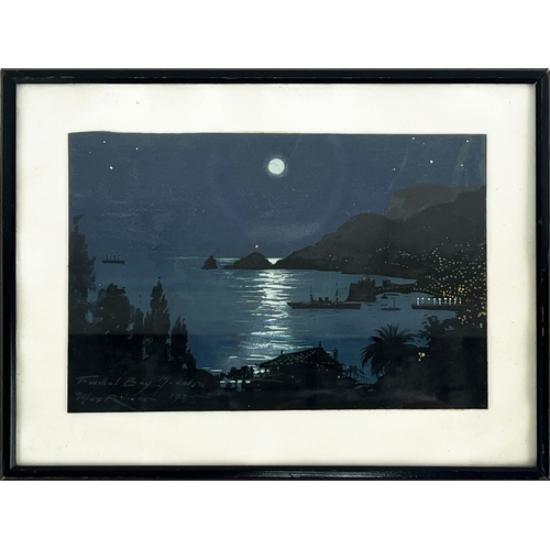 51 - MAX RÖMER (1878-1960), 'Funchal Bay, Madeira', gouache, signed and dated 1935, 15cm x 22cm, framed.