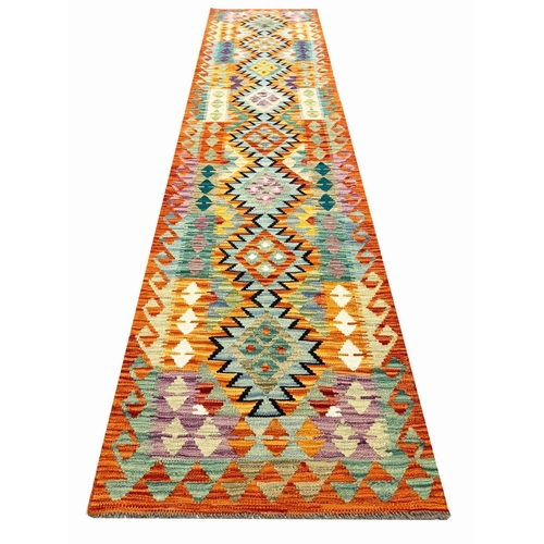 105 - FINE ANATOLIAN KILIM RUNNER, 302cm x 76cm.