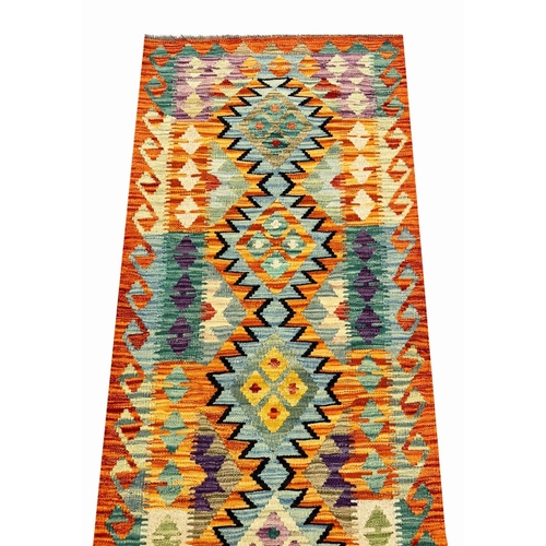 105 - FINE ANATOLIAN KILIM RUNNER, 302cm x 76cm.