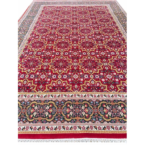 112 - VINTAGE MOGHUL DESIGN CARPET, 310cm x 245cm, tiled flower design.