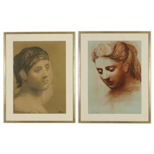 127 - PABLO PICASSO, two Neo-Classical portraits, Jeune Fille et Jeune Homme, a large pair of collotypes a... 