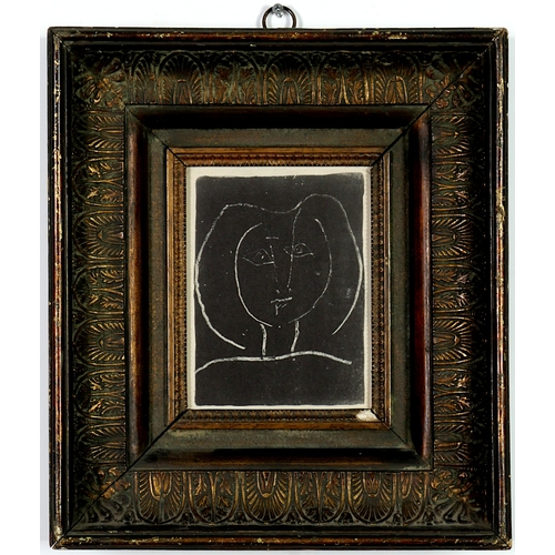 129 - AFTER PABLO PICASSO, Portrait of a Girls head collotype, 16cm x 13cm, French vintage frame.