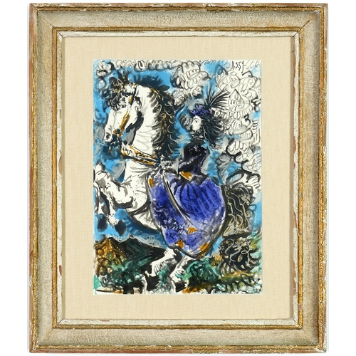 130 - AFTER PABLO PICASSO, Woman on Horseback, off set lithograph, suite: Toros, 37.5cm x 27cm, French vin... 