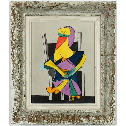 135 - PABLO PICASSO, Donna Seduta, rare pochoir 1955, limited edition: 200, suite: Venti pochoir, Silvana ... 