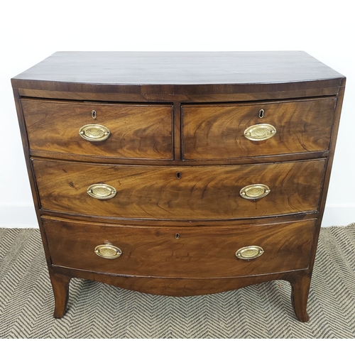 143 - BOWFRONT CHEST, Regency mahogany of four drawers, 88cm H x 90cm W x 45cm D.