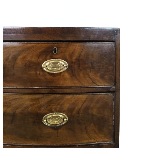 143 - BOWFRONT CHEST, Regency mahogany of four drawers, 88cm H x 90cm W x 45cm D.